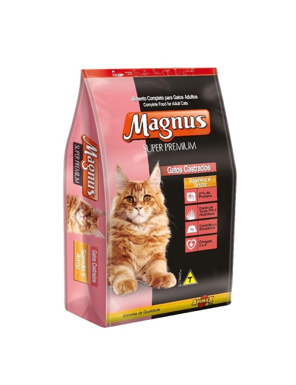 Ração Adimax Pet Magnus Super Premium Salmão e Arroz para Gatos Castrados