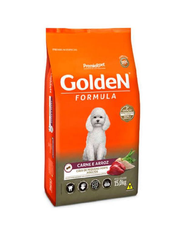 Ração Golden Formula Carne e Arroz para Cães Adultos de Raças Pequenas