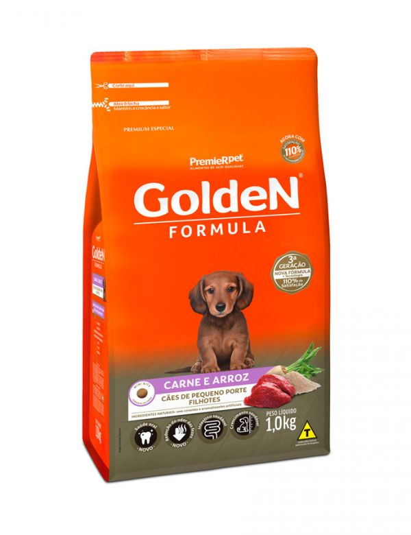 Ração Golden Formula Carne e Arroz para Cães Filhotes de Raças Pequenas