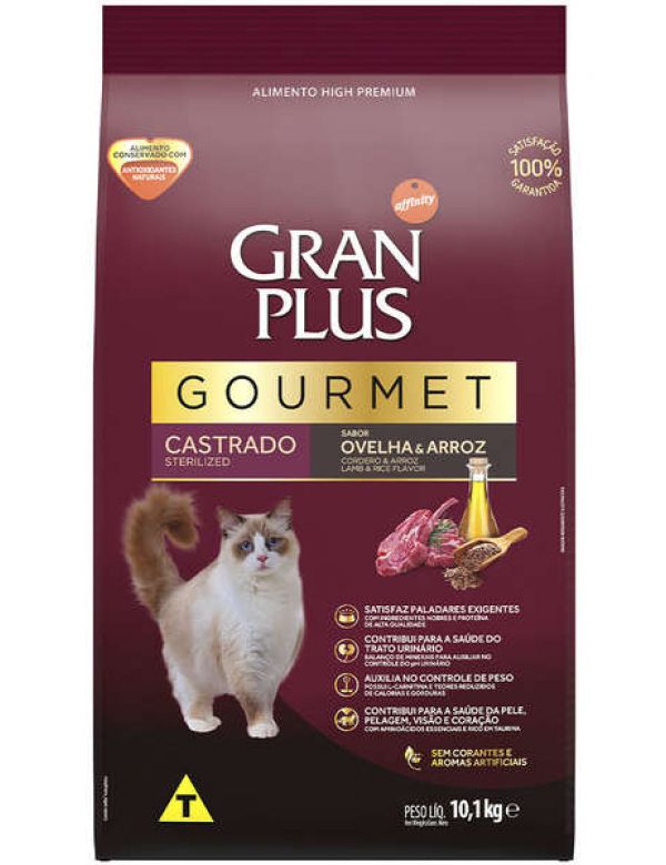 Ração Seca Affinity GranPlus Gourmet Ovelha & Arroz para Gatos Castrados