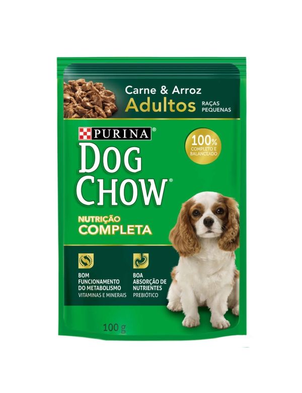 Ração Nestlé Purina Dog Chow Adultos Raças Pequenas Sachê Carne e Arroz