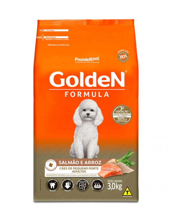 Ração Premier Golden Formula Mini Bits Salmão e Arroz para Cães Adultos de Raças Pequenas
