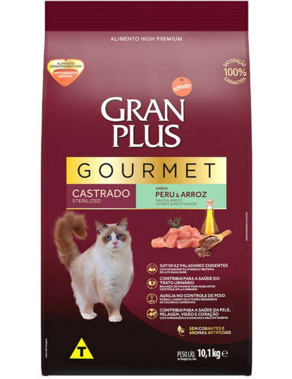 Ração Seca Affinity GranPlus Gourmet Peru & Arroz para Gatos Castrados